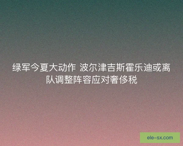 绿军今夏大动作 波尔津吉斯霍乐迪或离队调整阵容应对奢侈税
